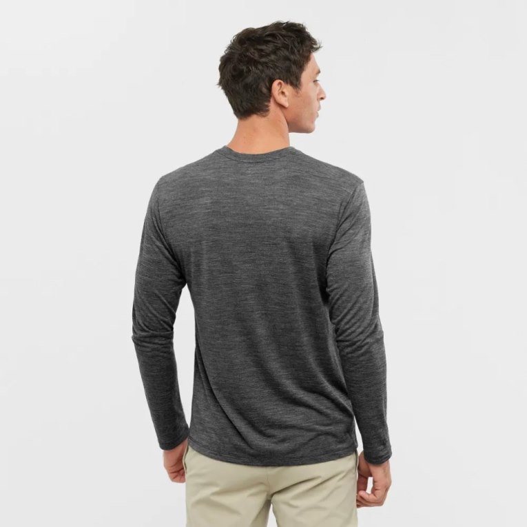 Black Salomon Outlife Merino Blend Long Sleeve Men's T-Shirts | PH 87354E